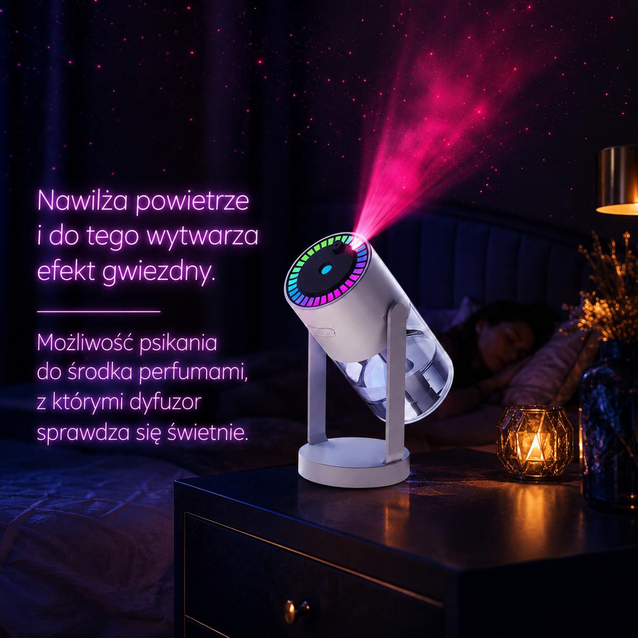 Zapachowy Nawilżacz Powietrza z Projekcją Gwiazd – Gwiezdny Dyfuzor